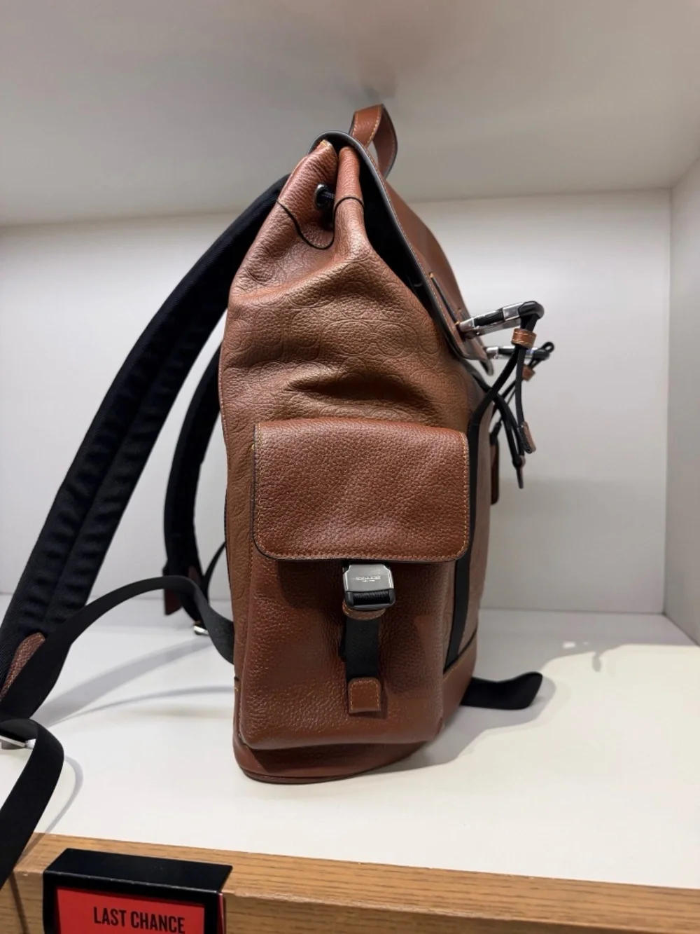 NWT COACH MEN'S Clark Backpack in Signature Leather Silver/Vintage Brown CDC21
